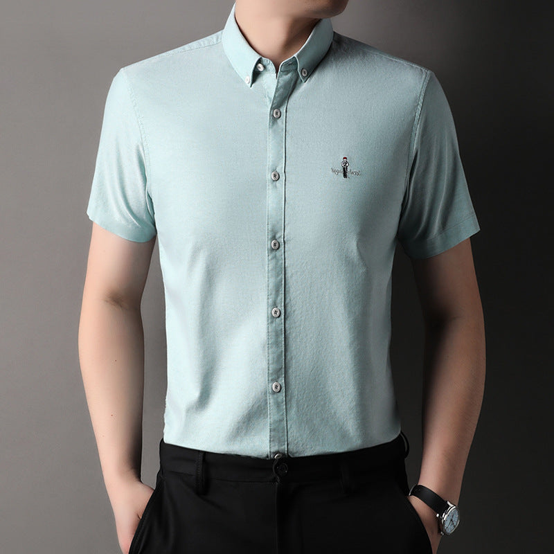 Herren Kurzarmhemd Modern Slim Fit mit Stickerei