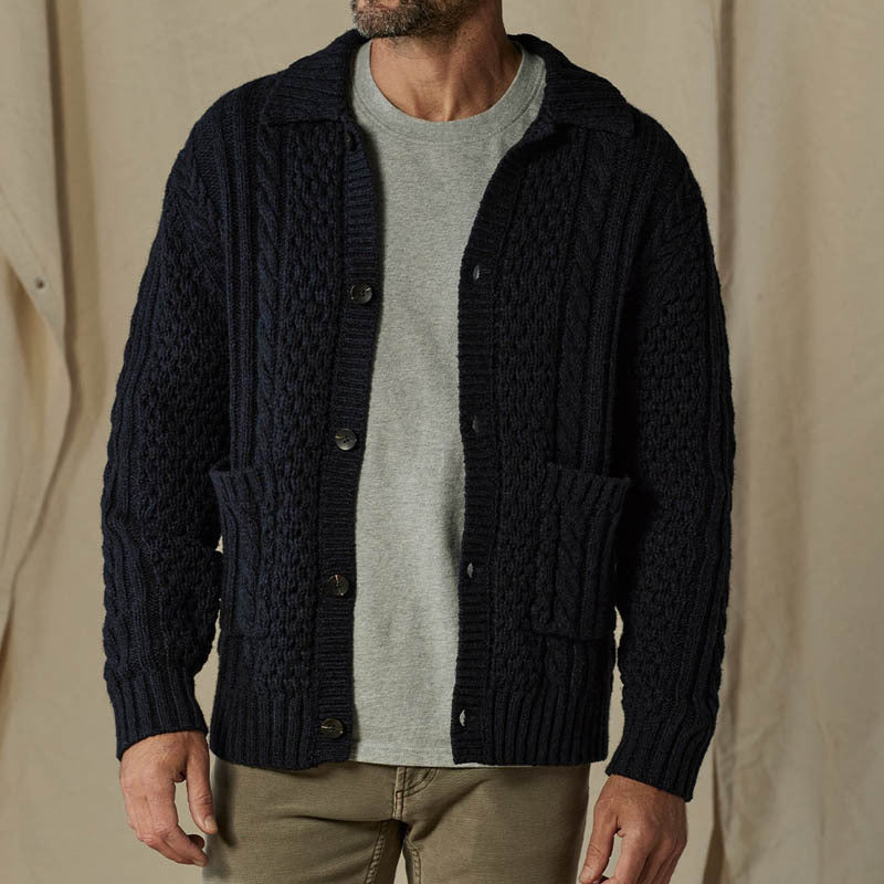 Herren Strickjacke Karo Muster Modern Stylish - BerlinGlamour
