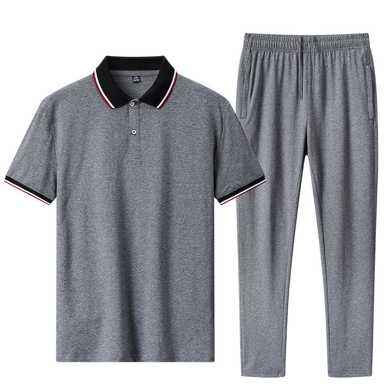 Herren Sportanzug Set Jogginghose Poloshirt Bequem