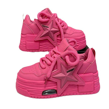 Damen Sneaker Plateau Sternen-Design Komfort Sohle