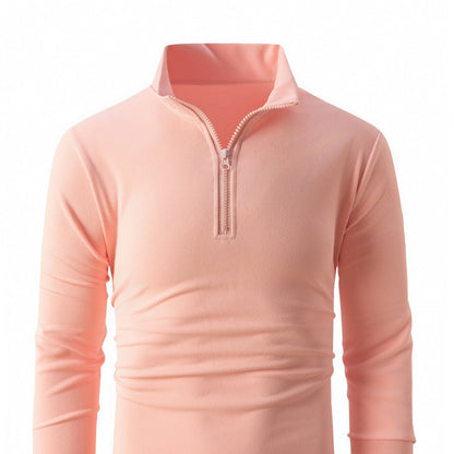 Herren Langarmshirt Sportlich Halb Reißverschluss Fitness