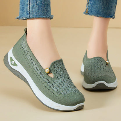 Damen Sneaker Strick Bequem Rutschfest