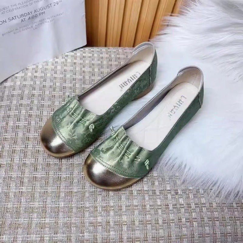 Damen Ballerinas Glänzend Falten-Design Modisch - BerlinGlamour