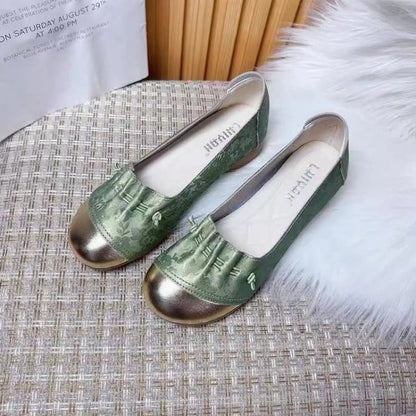Damen Ballerinas Glänzend Falten-Design Modisch - BerlinGlamour