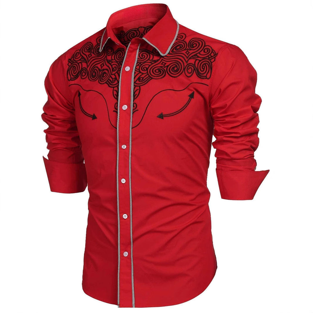 Herren Langarmhemd mit Bestickung Modern Berlin Style