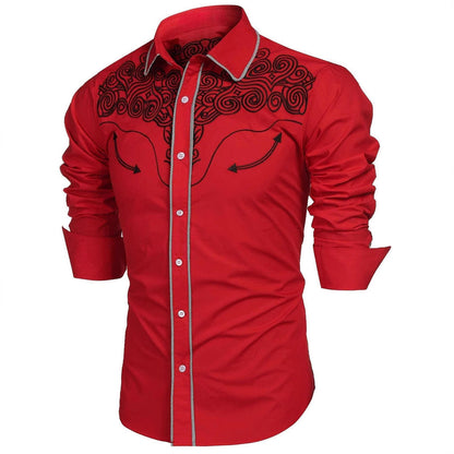 Herren Langarmhemd mit Bestickung Modern Berlin Style