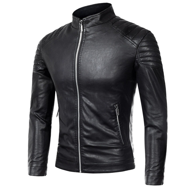 Lederjacke Herren Bikerjacke Schwarz Elegant