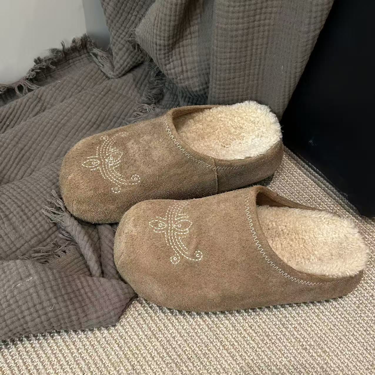 Weiche Damen Hausschuhe Wildleder Kuschelig Warm