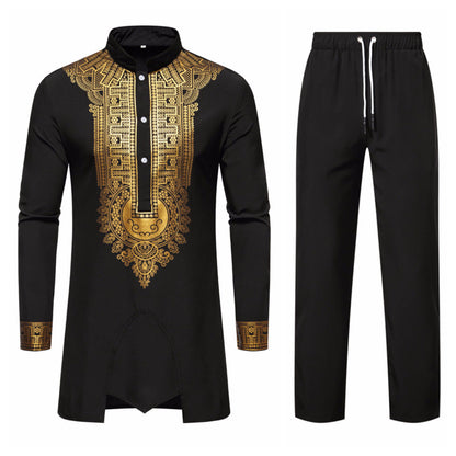 Herren elegante Tunika mit kunstvoller Stickerei und passender Hose BerlinGlamour - BerlinGlamour
