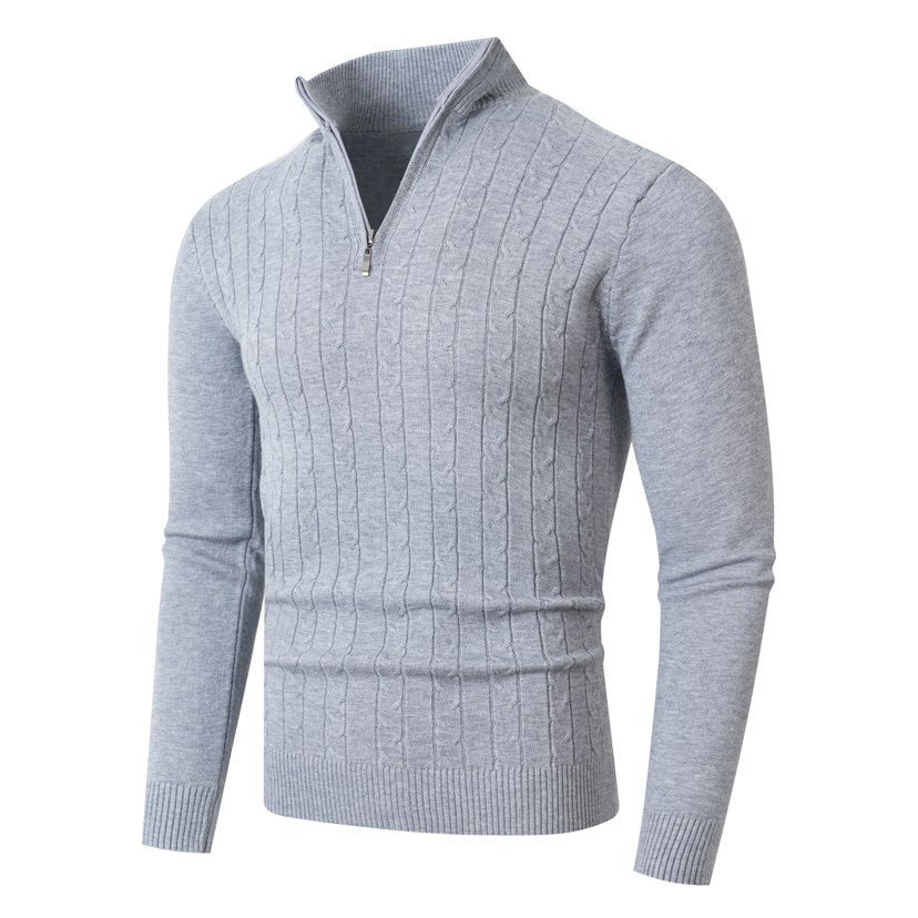 Strickpullover Herren mit Reißverschluss und Struktur Optik - BerlinGlamour