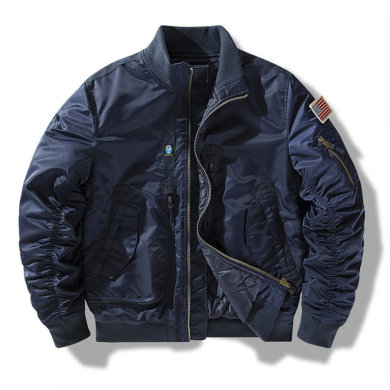 Herren Bomberjacke Funktionell mit Taschen Schwarz