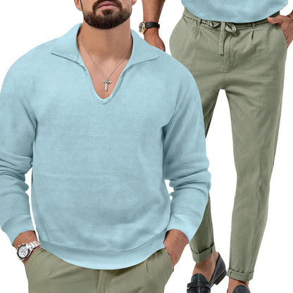 Herren Pullover V-Ausschnitt mit eleganten Hosen