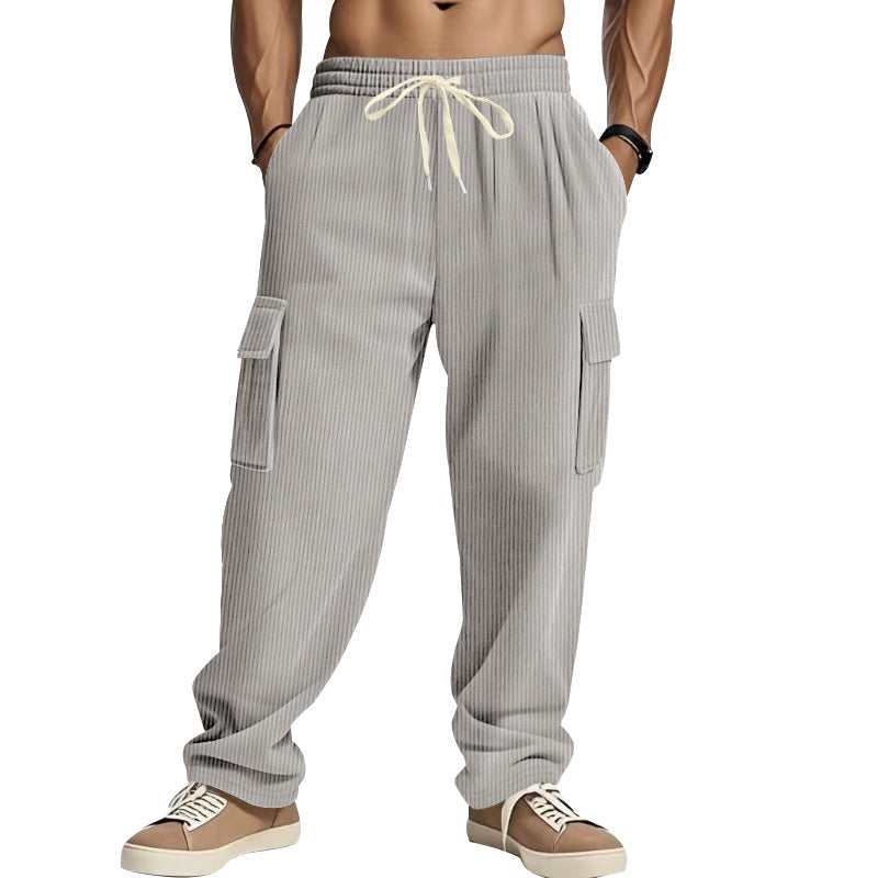 Herren Jogginghose Bequem Elastisch Cargo-Style Schwarz - BerlinGlamour