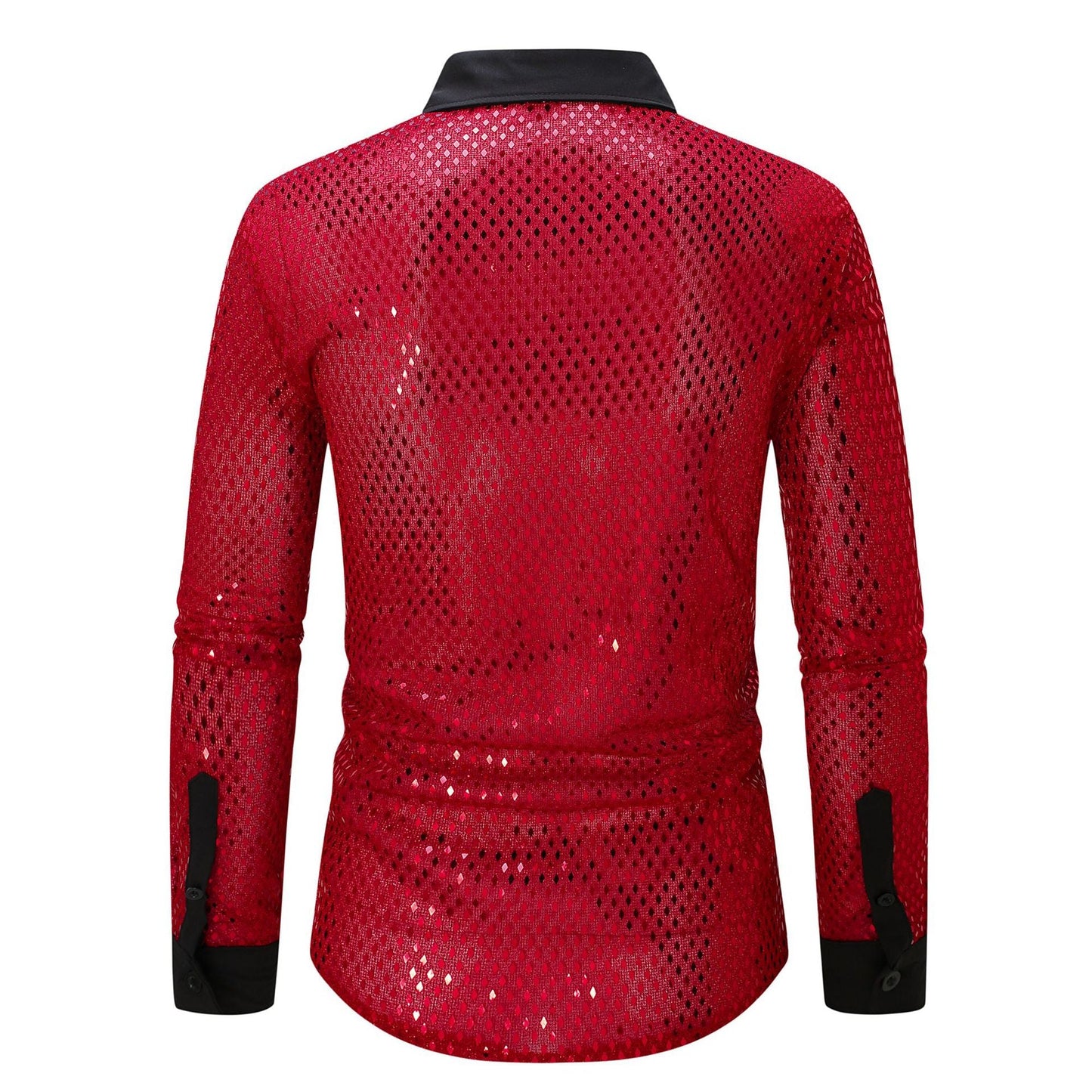 Herren Hemd Langarm Elegant mit Glanz Effekt und Schwarzer Kragen