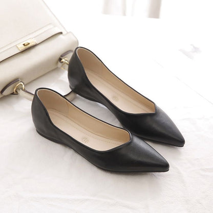 Damen Ballerinas Leder Elegante V-Ausschnitt Schuhe