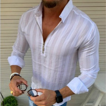 Herren Langarmshirt Modern Streifenmuster Slim Fit