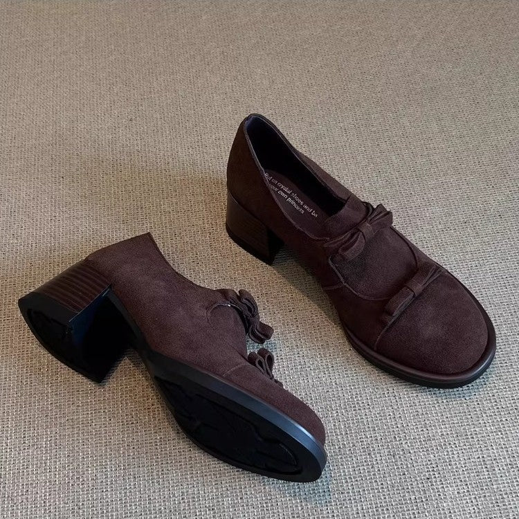 Damen Schnürschuhe Elegante Schleifen Komfort Blockabsatz