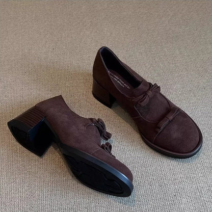 Damen Schnürschuhe Elegante Schleifen Komfort Blockabsatz