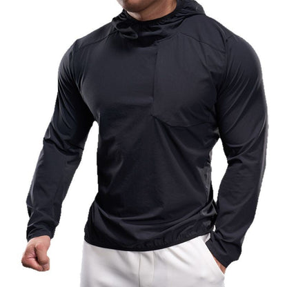 Herren Langarmshirt Atmungsaktiv Kapuze Sportlich