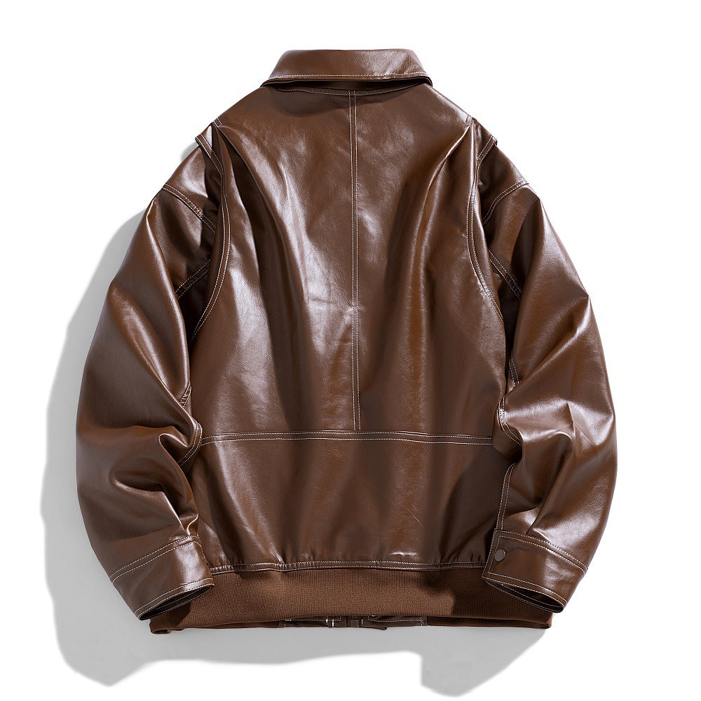 Herren Lederjacke Modern Schnitt mit Taschen