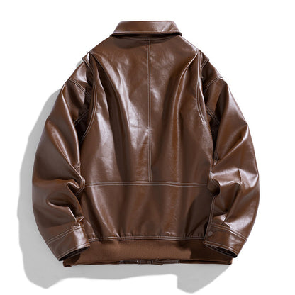 Herren Lederjacke Modern Schnitt mit Taschen