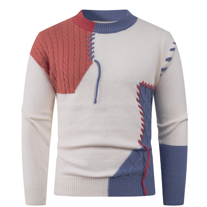 Modernes Herren Strickoberteil mit Zopfmuster und Asymmetrie