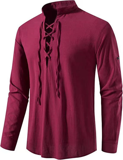 Herren Langarmhemd Modern Kordelzug Elegante
