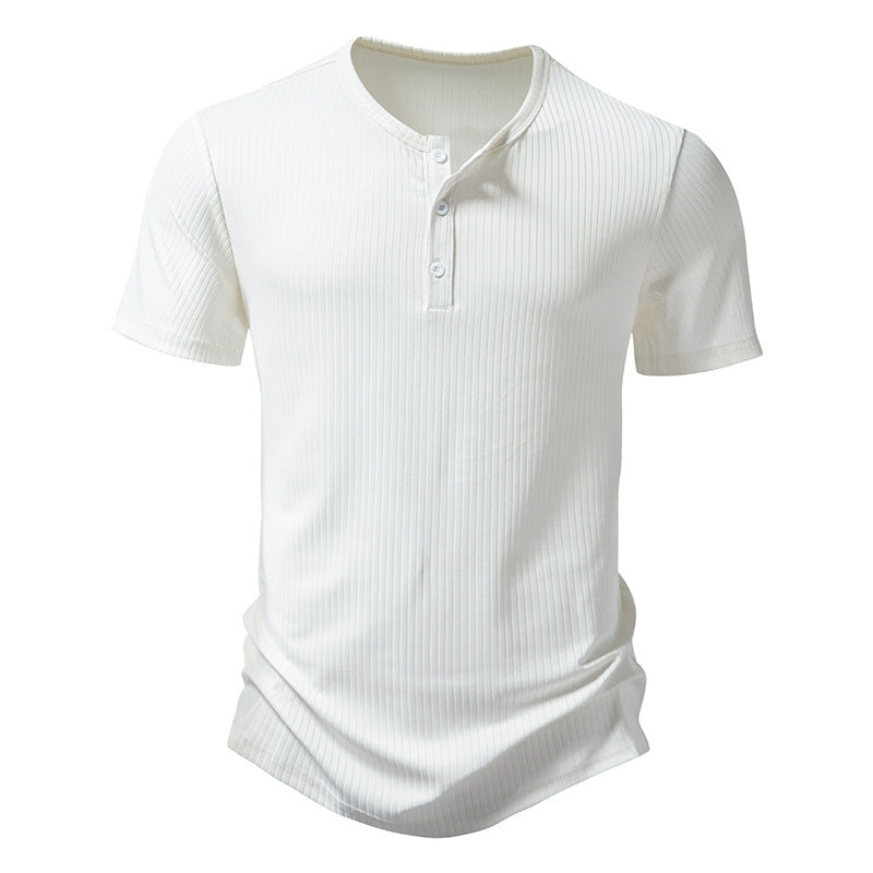 Herren Kurzarm-Shirt Modern mit Knöpfen und Struktur-Oberfläche