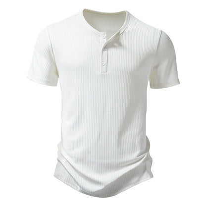Herren Kurzarm-Shirt Modern mit Knöpfen und Struktur-Oberfläche