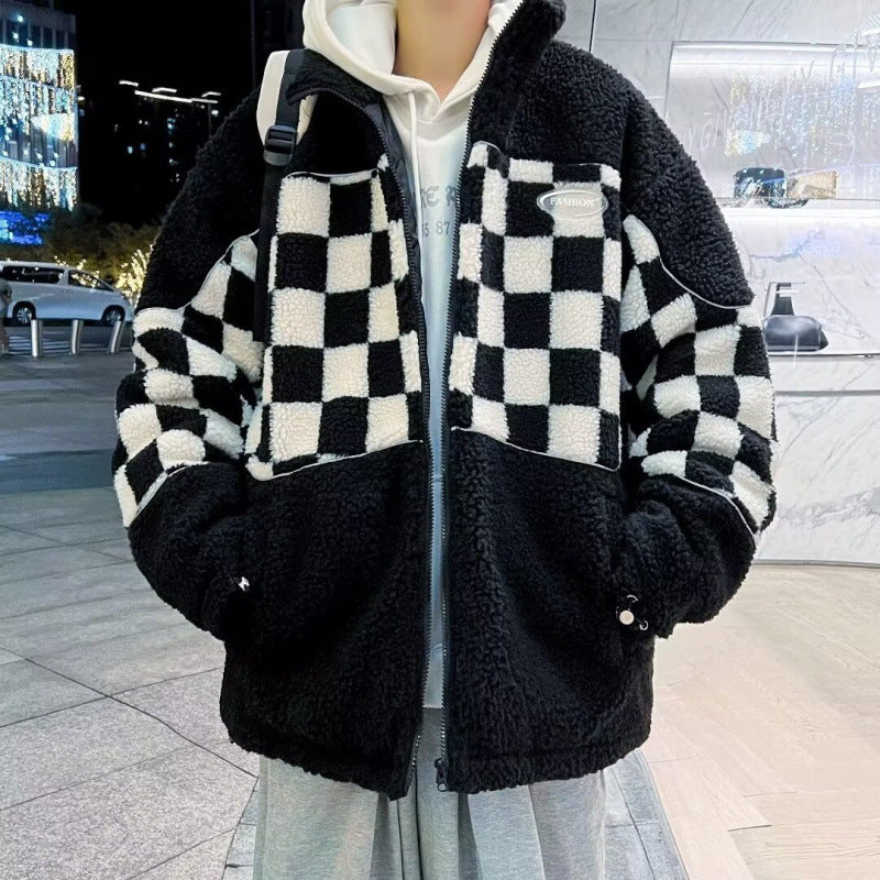 Unisex Fleecejacke Kariert Reißverschluss Taschen Warm - BerlinGlamour