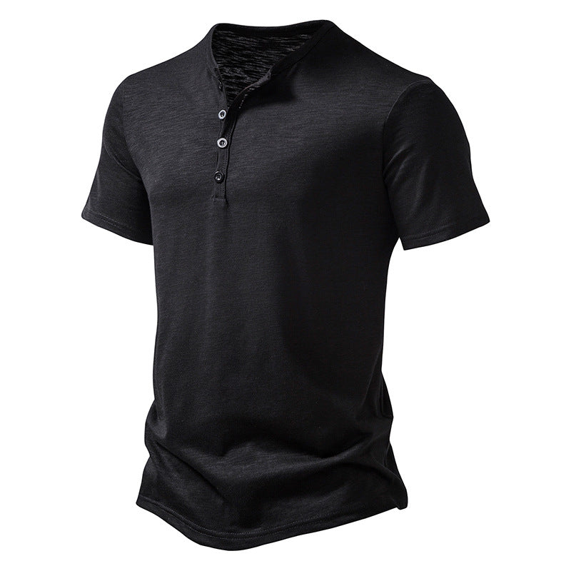 Herren Henley Shirt Kurzarm Atmungsaktiv Knopfleiste
