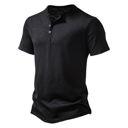 Herren Henley Shirt Kurzarm Atmungsaktiv Knopfleiste