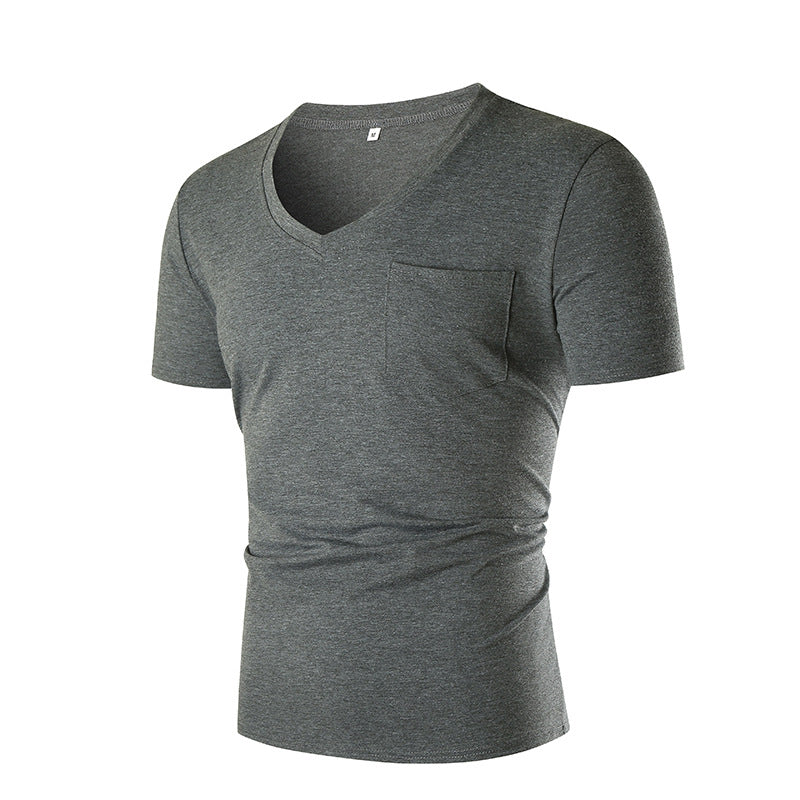 Herren T-Shirt V-Ausschnitt Slim Fit mit Brusttasche