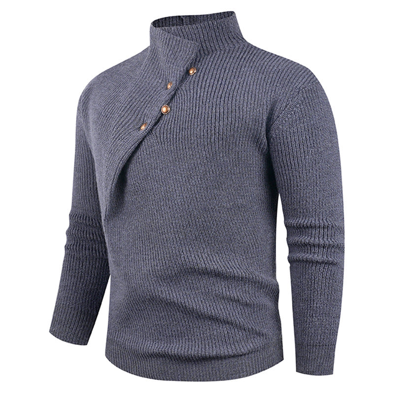 Herren Pullover Modern Stehkragen Dekorative Knöpfe