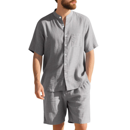 Herren Kurzarm-Hemd und Shorts Set Leicht Sommer