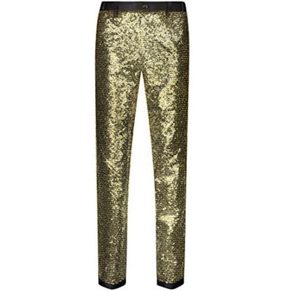 Herren Anzughose Glitzernd Elegant Schwarz