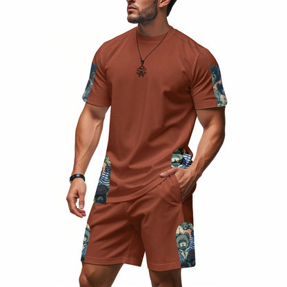 Herren Freizeit-Set mit bedrucktem Shirt und Shorts Trendy Sommer