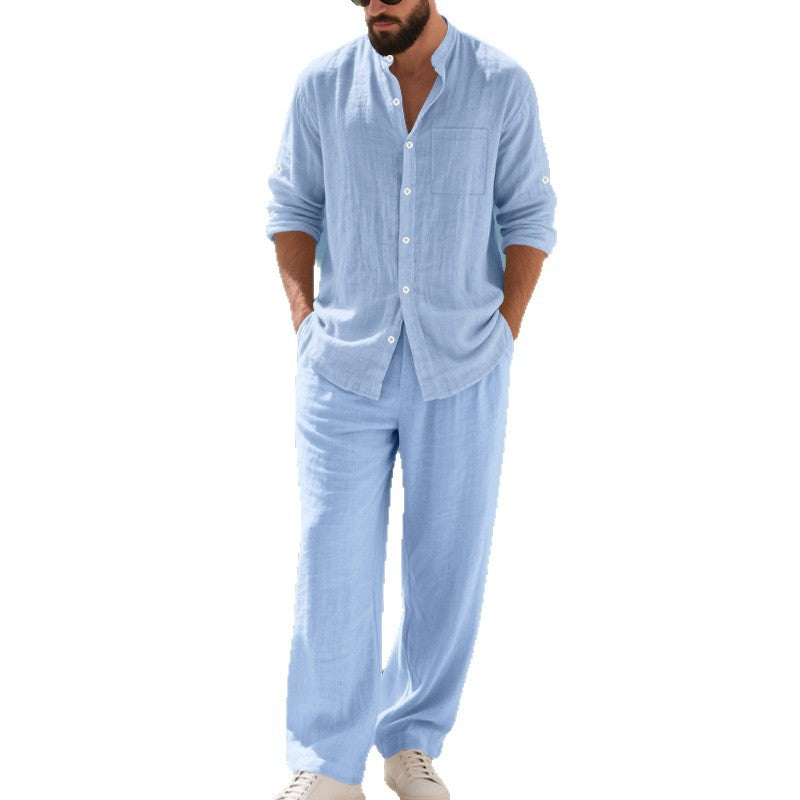 Herren Leinenanzug Kurzarm Bequem Sommer