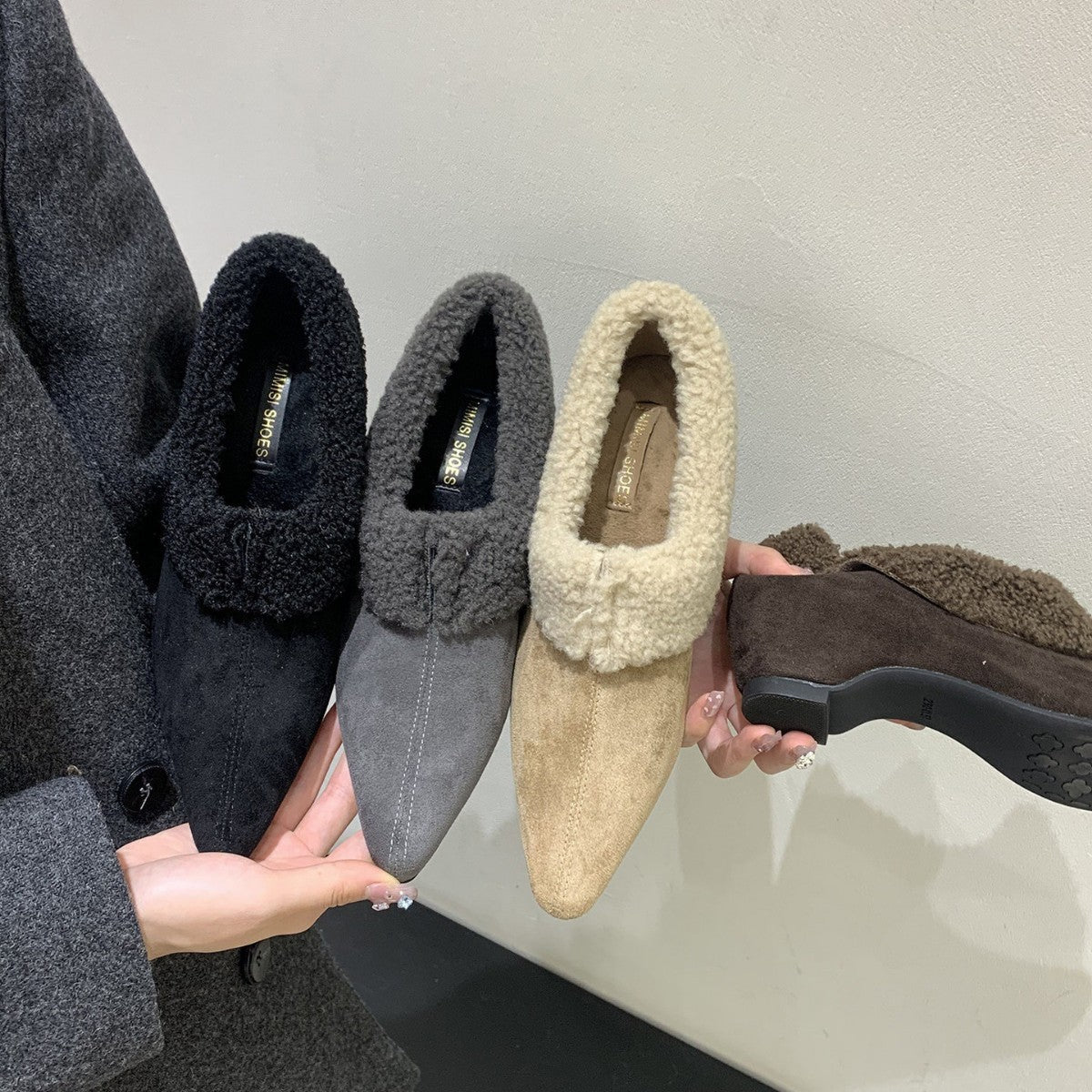 Damen Stiefeletten Kunstfell Kragen Elegante Winterstiefel