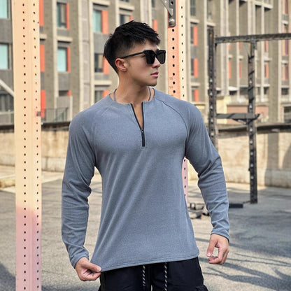 Herren Funktionsshirt Atmungsaktiv Reißverschluss Sportlich