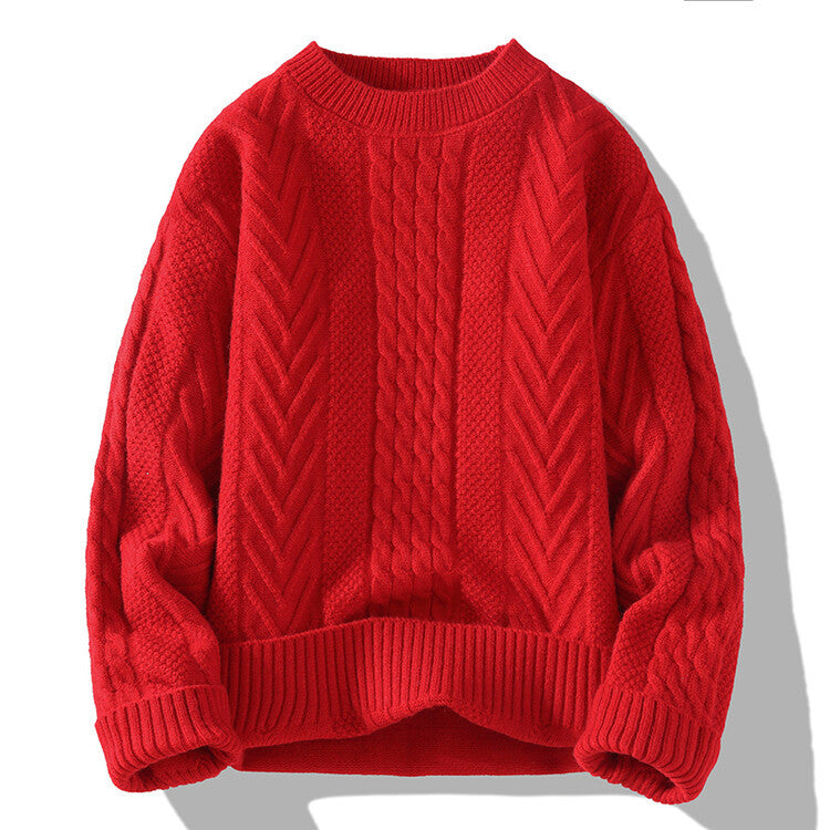 Herren Pullover Grobstrick Lässig Zopfmuster