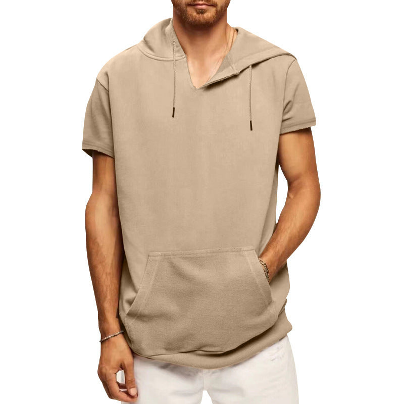 Herren Kapuzenpullover Kurzarm mit Kängurutasche Sportlich