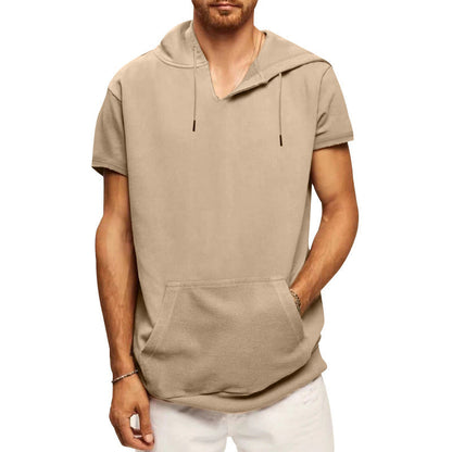 Herren Kapuzenpullover Kurzarm mit Kängurutasche Sportlich