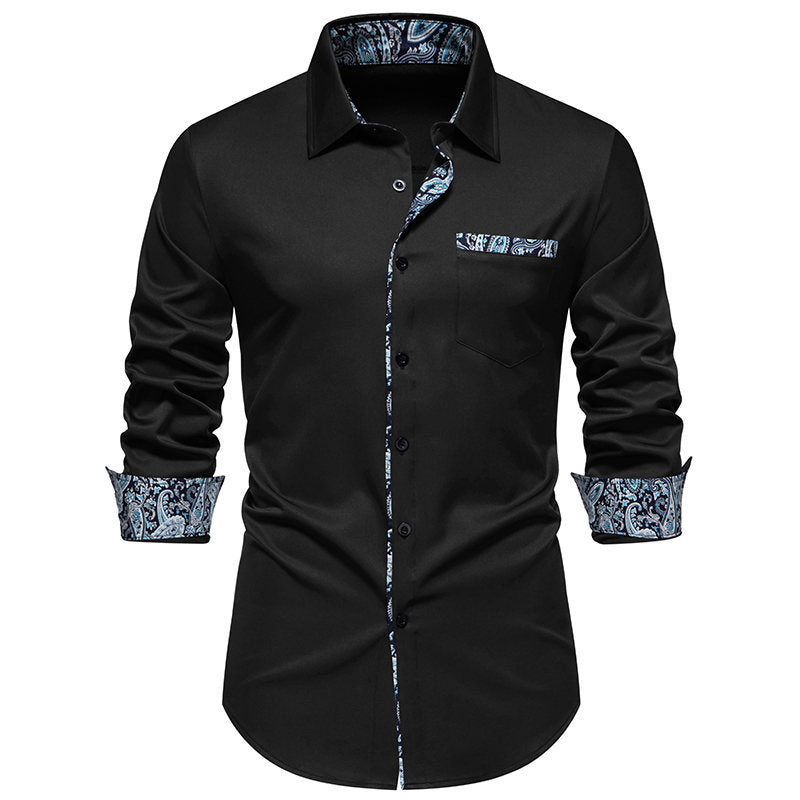 Herren Hemd Langarm Paisley Muster Elegant Modern