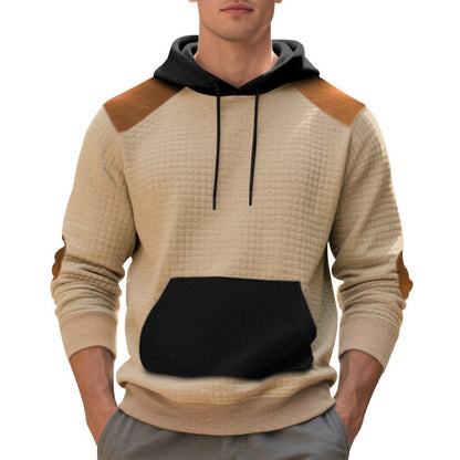 Herren Kapuzenpullover Strukturiert Leder Optik Modern - BerlinGlamour
