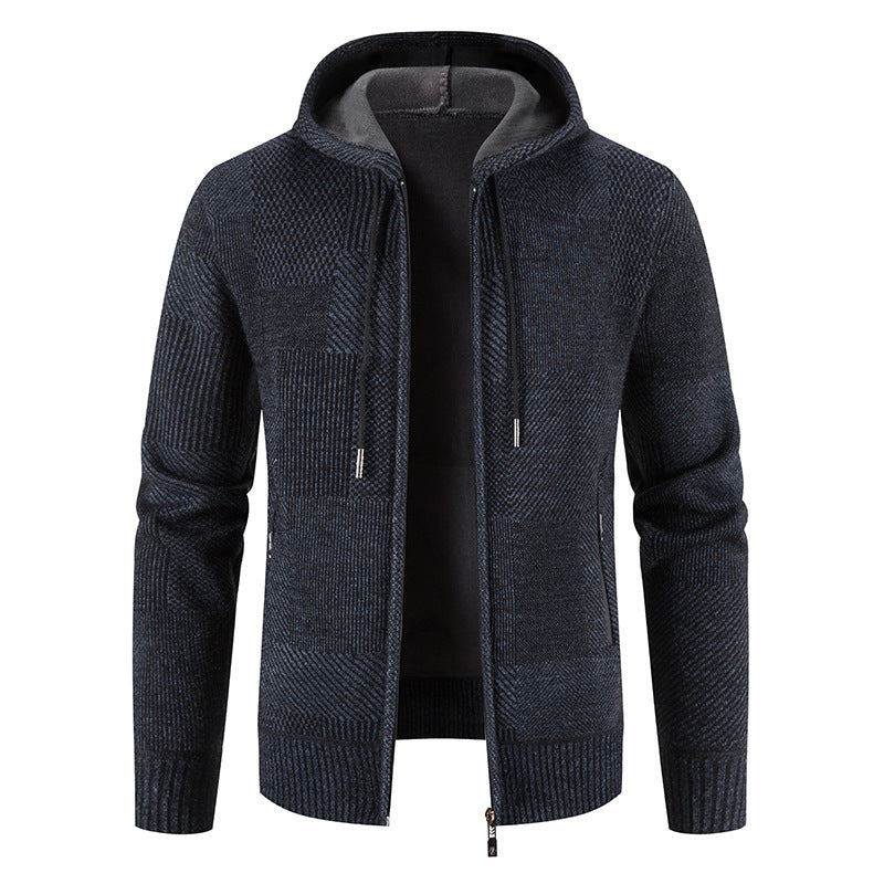 Herren Strickjacke Kapuze Modern Strick Design