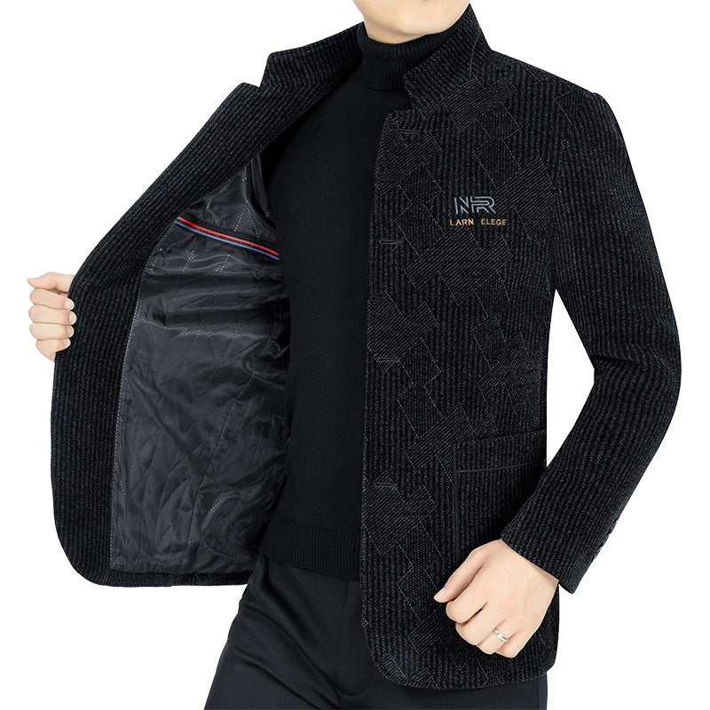 Herren Lange Winterjacke Strukturiert Schwarz - BerlinGlamour