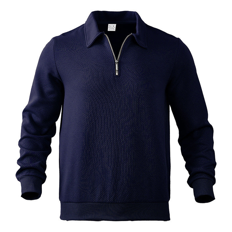 Herren Fleece Pullover Strukturiert Modern Kontrastdetails