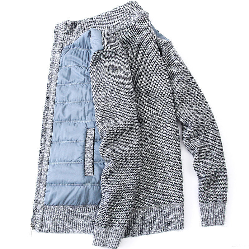 Herren Strickjacke Modern mit Steppdetails Grau
