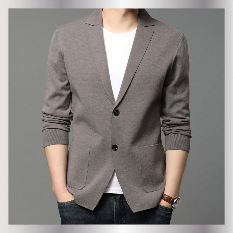 Herren Strickblazer Elegantes Design Knöpfe Taschen - BerlinGlamour
